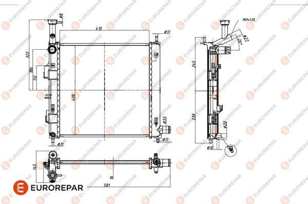 EUROREPAR 1690999680 - Радіатор, охолодження двигуна autocars.com.ua