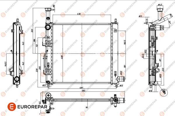 EUROREPAR 1690999780 - Радіатор, охолодження двигуна autocars.com.ua
