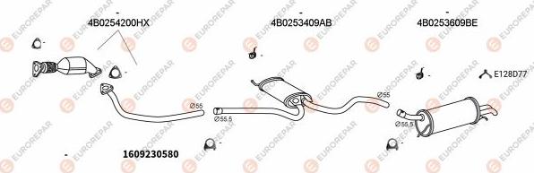 EUROREPAR EXH100045 - Система выпуска ОГ avtokuzovplus.com.ua