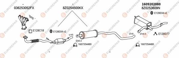 EUROREPAR EXH100049 - Система випуску ОГ autocars.com.ua