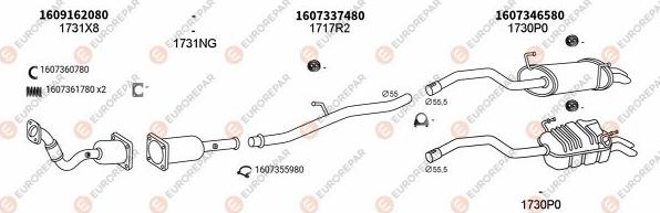 EUROREPAR EXH100470 - Система випуску ОГ autocars.com.ua