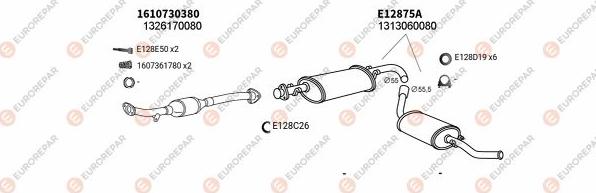 EUROREPAR EXH100800 - Система випуску ОГ autocars.com.ua