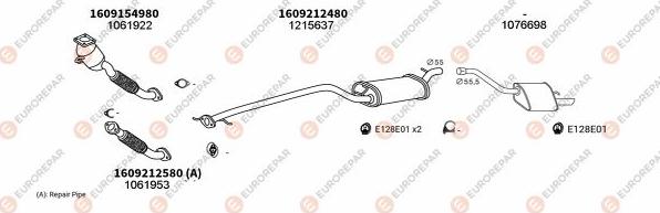 EUROREPAR EXH101015 - Система випуску ОГ autocars.com.ua