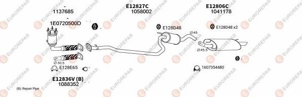 EUROREPAR EXH102080 - Система випуску ОГ autocars.com.ua