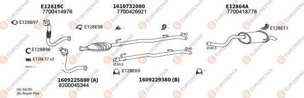 EUROREPAR EXH102370 - Система випуску ОГ autocars.com.ua
