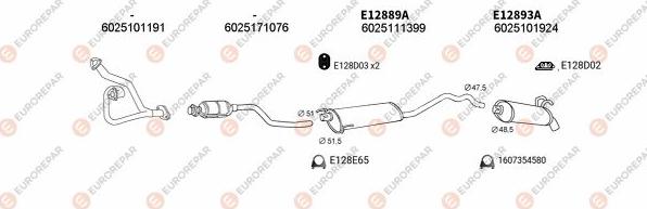 EUROREPAR EXH102550 - Система випуску ОГ autocars.com.ua