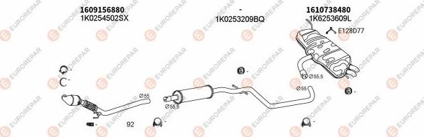 EUROREPAR EXH103450 - Система випуску ОГ autocars.com.ua