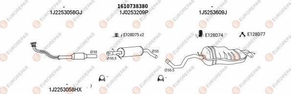 EUROREPAR EXH103540 - Система випуску ОГ autocars.com.ua