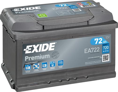 Exide EA722 - Стартерна акумуляторна батарея, АКБ autocars.com.ua