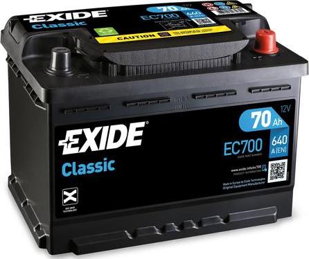 Exide EC700 - Стартерна акумуляторна батарея, АКБ autocars.com.ua
