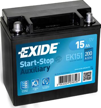 Exide EK151 - Стартерна акумуляторна батарея, АКБ autocars.com.ua