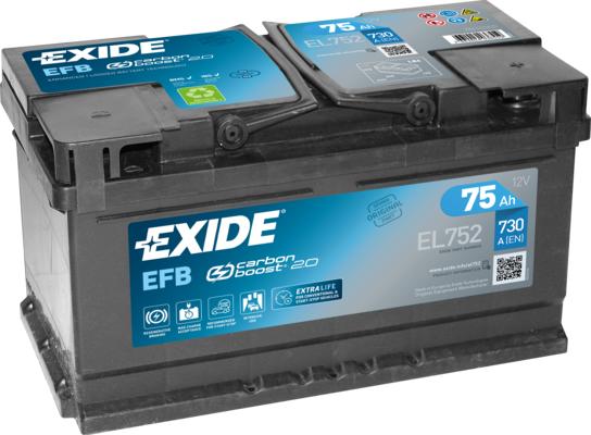 Exide EL752 - Стартерная аккумуляторная батарея, АКБ autodnr.net