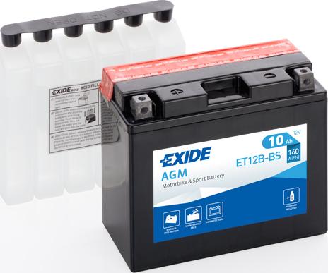 Exide ET12B-BS - Стартерна акумуляторна батарея, АКБ autocars.com.ua