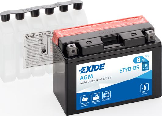 Exide ET9B-BS - Стартерна акумуляторна батарея, АКБ autocars.com.ua