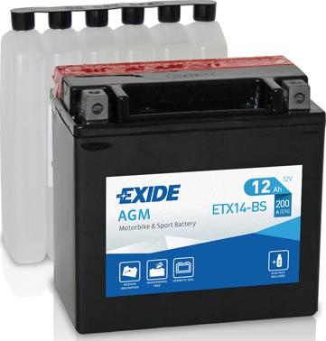 Exide ETX14-BS - Стартерна акумуляторна батарея, АКБ autocars.com.ua