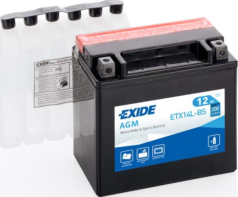 Exide ETX14L-BS - Стартерна акумуляторна батарея, АКБ autocars.com.ua