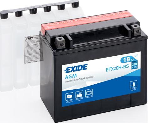Exide ETX20H-BS - Стартерна акумуляторна батарея, АКБ autocars.com.ua