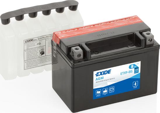 Exide ETX9-BS - Стартерна акумуляторна батарея, АКБ autocars.com.ua