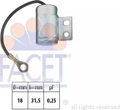 FACET 0.0613 - Конденсатор, система запалювання autocars.com.ua