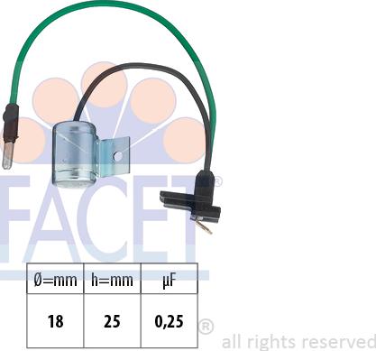 FACET 0.0627 - Конденсатор, система запалювання autocars.com.ua