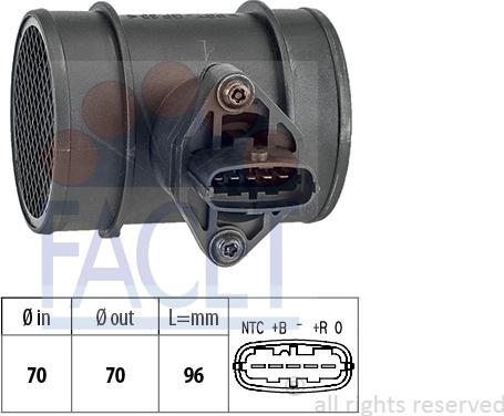 FACET 10.1264 - Датчик потоку, маси повітря autocars.com.ua