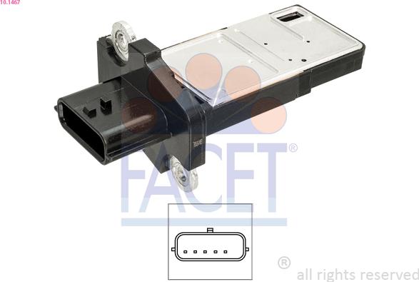 FACET 10.1467 - Датчик потоку, маси повітря autocars.com.ua