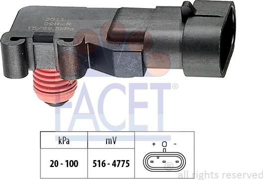 FACET 10.3011 - Датчик тиску повітря, висотний коректор autocars.com.ua