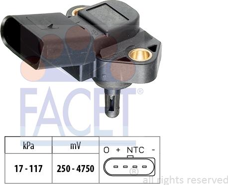 FACET 10.3071 - Датчик давления наддува VW Caddy II 1.4 95-04 10.3071 FACET autocars.com.ua
