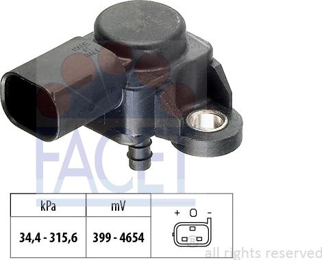 FACET 10.3165 - Датчик абсолютного тиску Manifold Air Pressure Sensor. MAP sensor autocars.com.ua