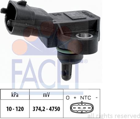FACET 10.3180 - Датчик абсолютного тиску Manifold Air Pressure Sensor. MAP sensor autocars.com.ua