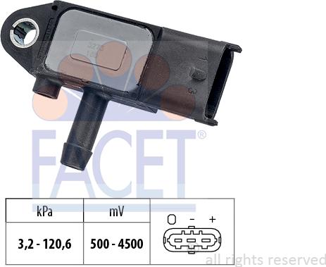 FACET 10.3273 - Датчик, тиск вихлопних газів autocars.com.ua