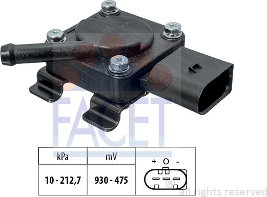 FACET 10.3312 - Датчик давления наддува BMW 1-3-5-7-X3-X5 2.0-4.5 d 02-> 10.3312 FACET autocars.com.ua