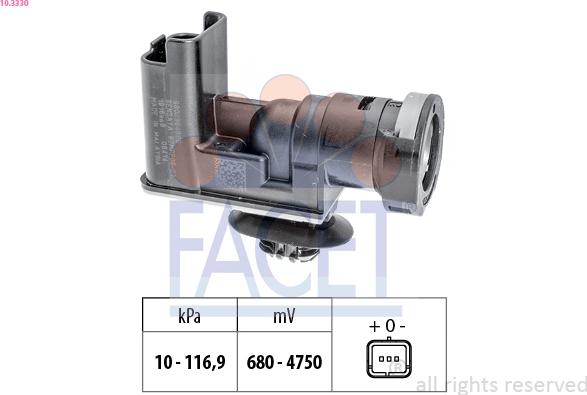 FACET 10.3330 - Датчик тиску, підсилювач гальмівної системи autocars.com.ua