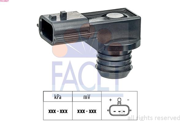 FACET 10.3427 - Датчик тиску, підсилювач гальмівної системи autocars.com.ua