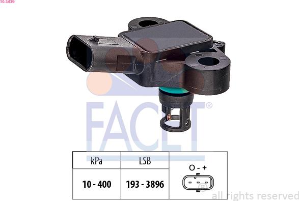 FACET 10.3439 - Датчик тиску повітря, висотний коректор autocars.com.ua