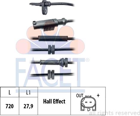 FACET 21.0139 - Датчик ABS, частота обертання колеса autocars.com.ua