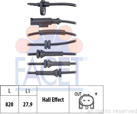 FACET 21.0140 - Датчик ABS, частота обертання колеса autocars.com.ua