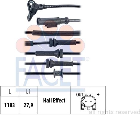 FACET 21.0166 - Датчик ABS, частота обертання колеса autocars.com.ua
