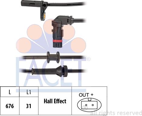 FACET 21.0187 - Датчик ABS, частота обертання колеса autocars.com.ua