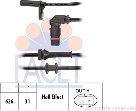 FACET 21.0191 - Датчик ABS, частота обертання колеса autocars.com.ua