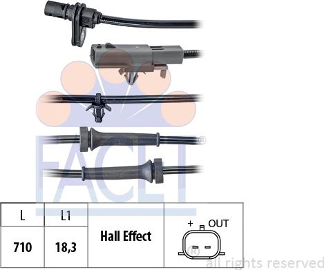FACET 21.0233 - Датчик ABS, частота обертання колеса autocars.com.ua