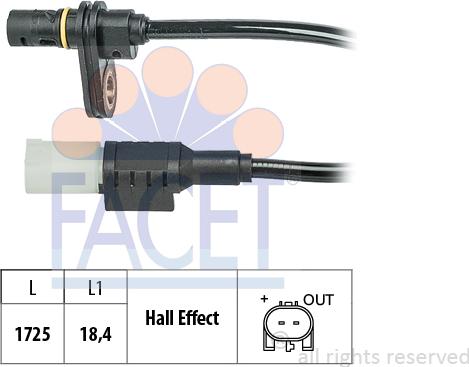 FACET 21.0243 - Датчик ABS, частота обертання колеса autocars.com.ua