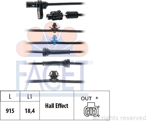 FACET 21.0244 - Датчик ABS, частота обертання колеса autocars.com.ua