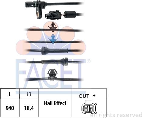 FACET 21.0245 - Датчик ABS, частота обертання колеса autocars.com.ua