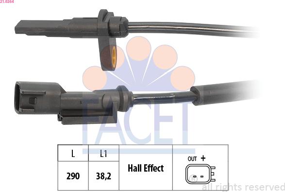 FACET 21.0264 - Датчик ABS, частота обертання колеса autocars.com.ua