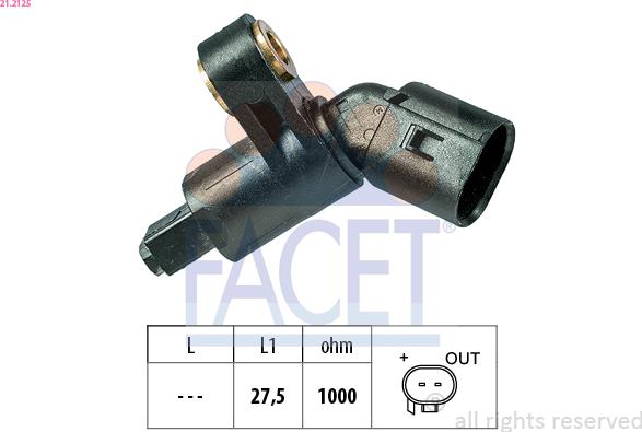 FACET 21.2125 - Датчик ABS, частота обертання колеса autocars.com.ua