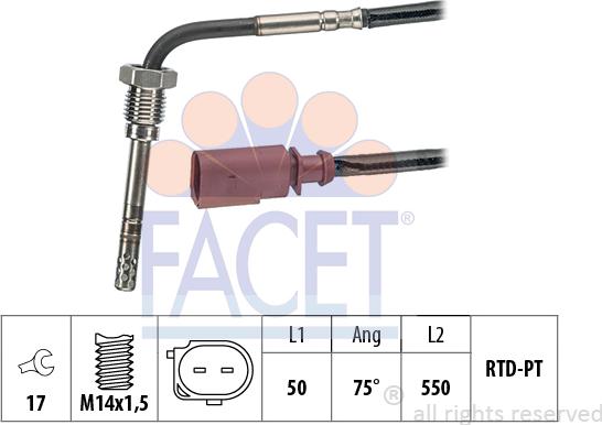 FACET 22.0018 - Датчик, температура выхлопных газов avtokuzovplus.com.ua