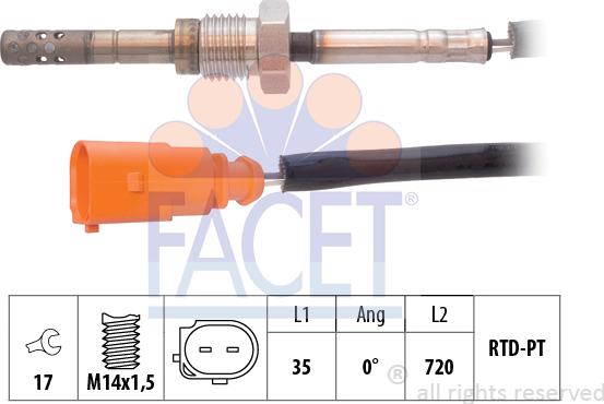 FACET 22.0076 - Датчик, температура выхлопных газов autodnr.net