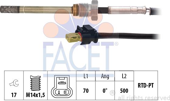 FACET 22.0079 - Датчик, температура вихлопних газів autocars.com.ua