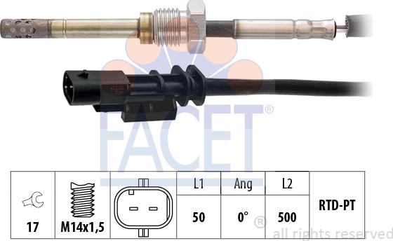 FACET 22.0114 - Датчик, температура выхлопных газов avtokuzovplus.com.ua